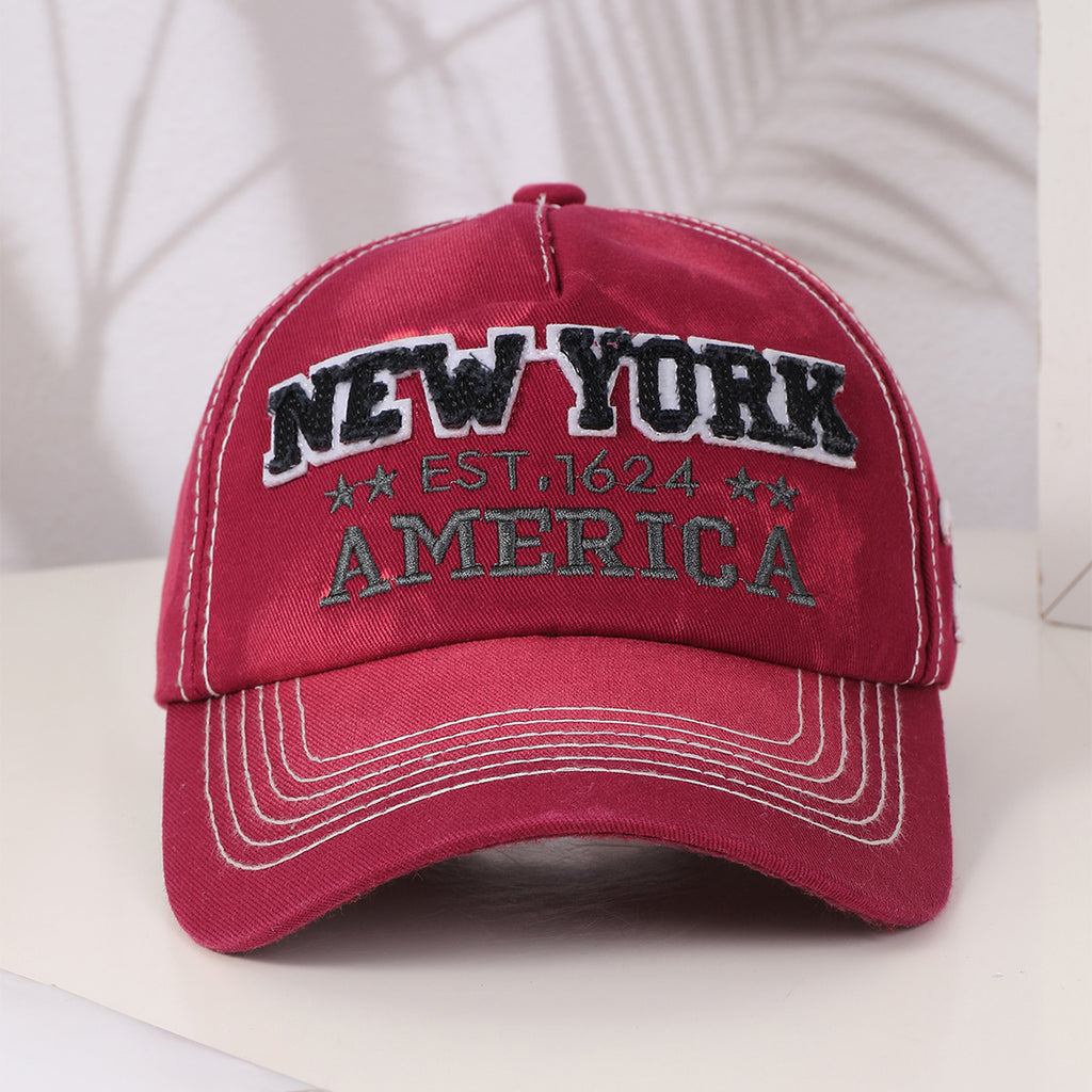 Spring And Autumn Men's And Women's Style Baseball Caps With Fashionable NEW YORK Letter Embroidery. Versatile For Outdoor Cycling.