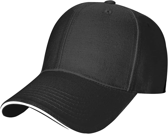 Black Baseball Cap – Contrast Sandwich Trim
