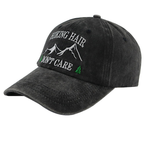 2pcs Camper Accessories Hiking Hair Hats Mountain Trees For Women Men, Adjustable Embroidered Wash Cotton Baseball Cap