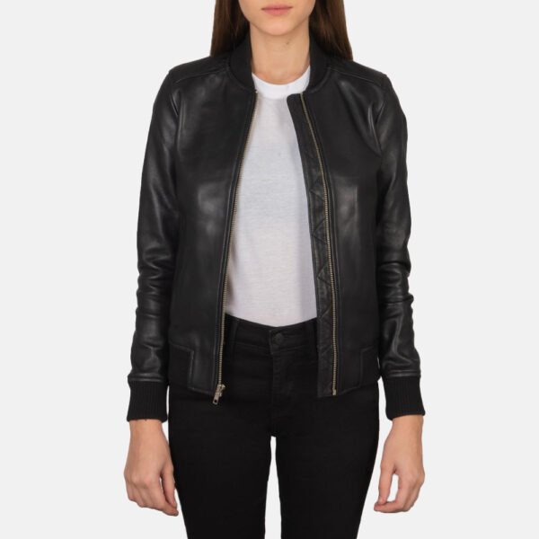 Bliss Black Genuine Leather Bomber Jacket
