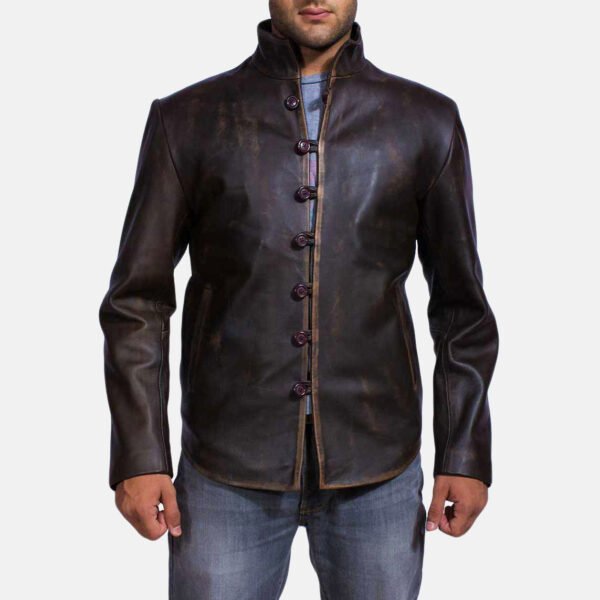 Drakeshire Brown Genuine Leather Cafe Racer Jacket