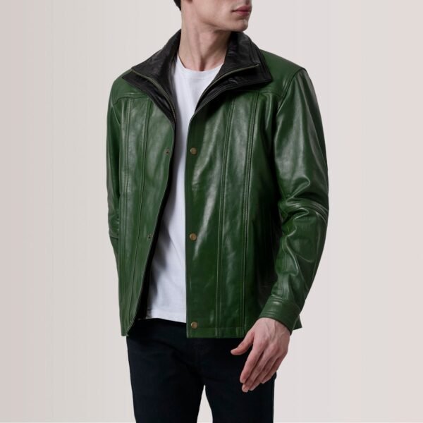 Klen Green Classic Leather Jacket