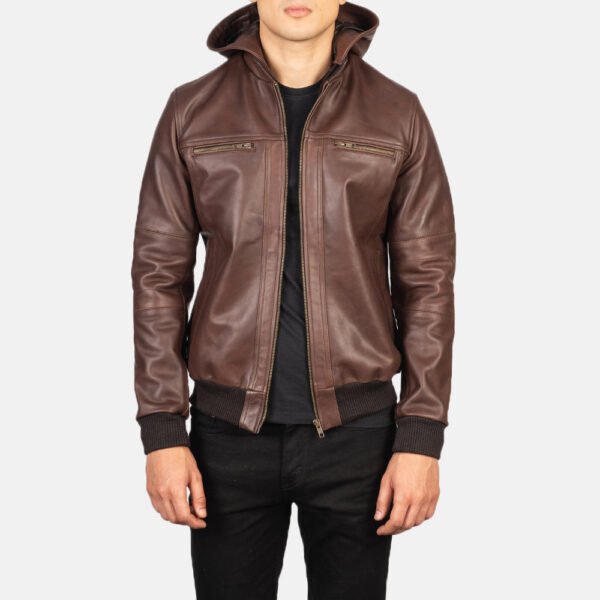 Bouncer Biz Brown Sheepskin Leather Bomber Jacket