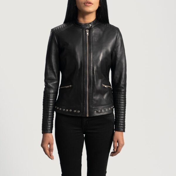 Haley Ray Black Sheepskin Leather Biker Jacket