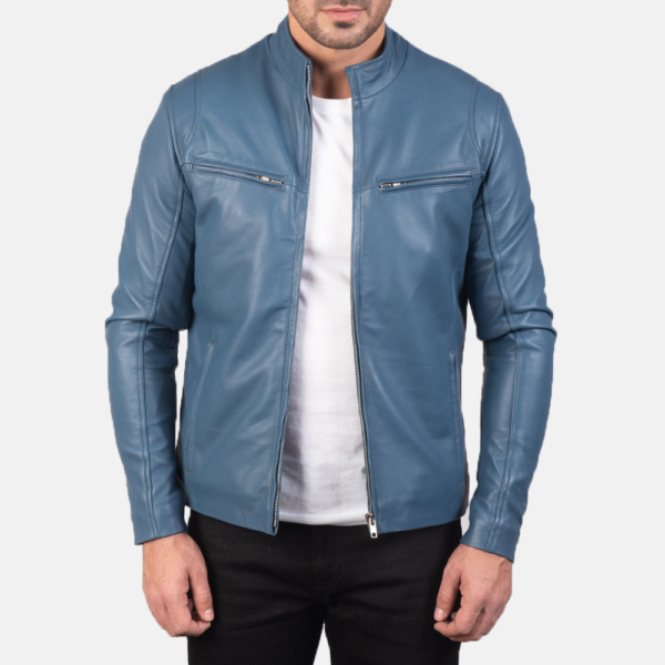 Ionic Blue Sheepskin Leather Jacket
