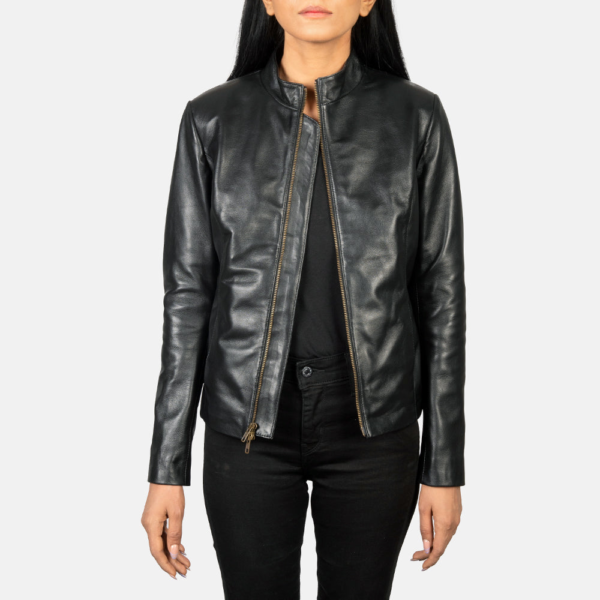 Rumella Black Sheepskin Leather Biker Jacket