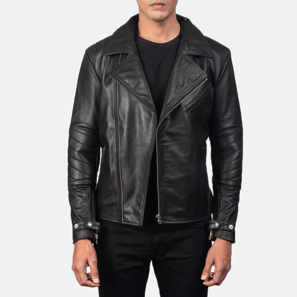 Real Leather Biker Jacket - Classic Black Double Rider Jacket
