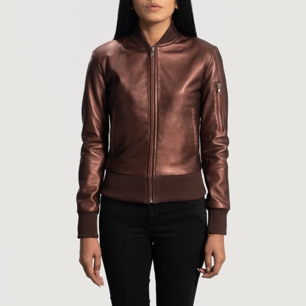 Real Leather Bomber Jacket - Rich Maroon Classic Style