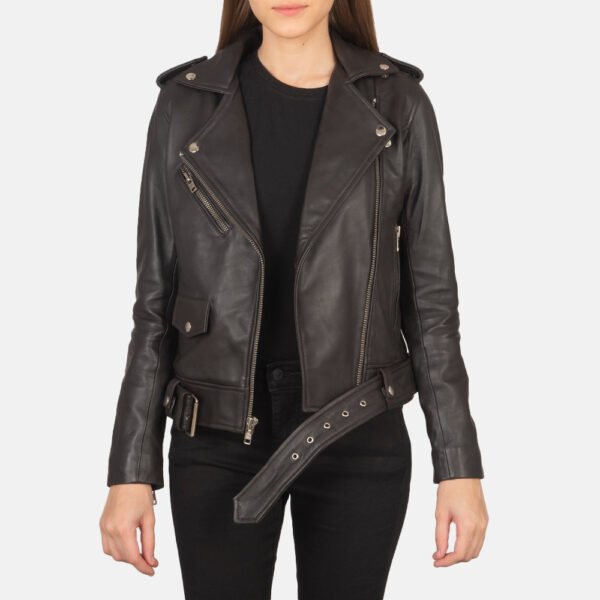 Real Leather Biker Jacket - Earthy Brown Asymmetric Moto