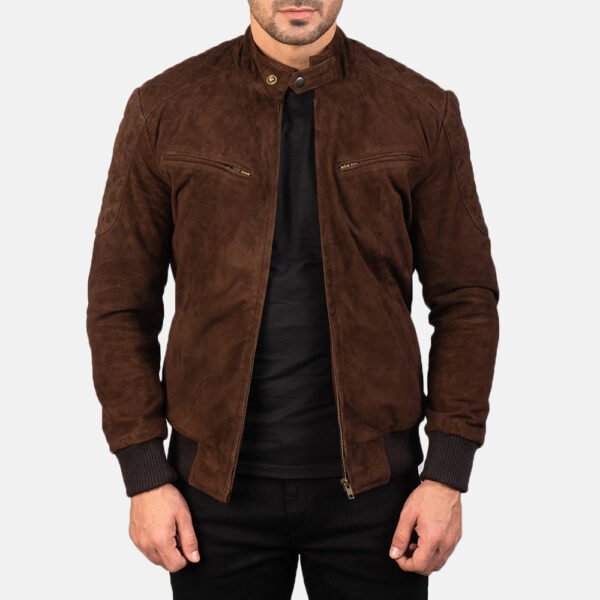 Sven Mocha Brown Suede Bomber Jacket